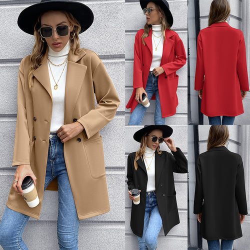 Elegant oversized blazer jacket for women with double-breasted buttons and practical pockets Lune London