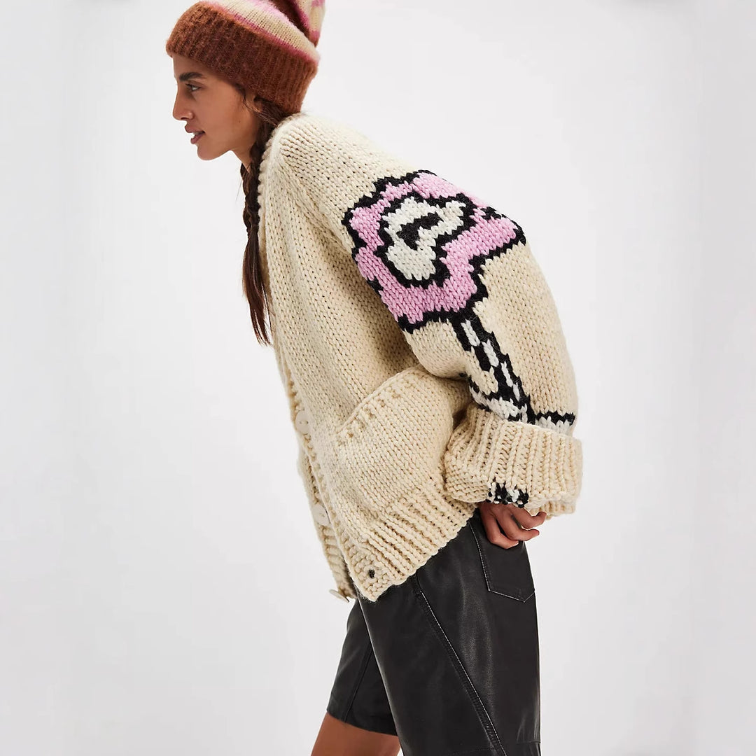 Ladies oversized patterned vest Lune London
