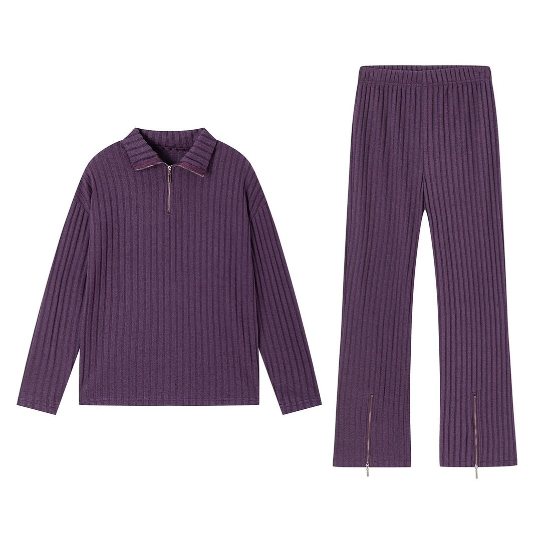 Women's sporty leisure set with a modern ribbed design and a high-quality collar Lune London