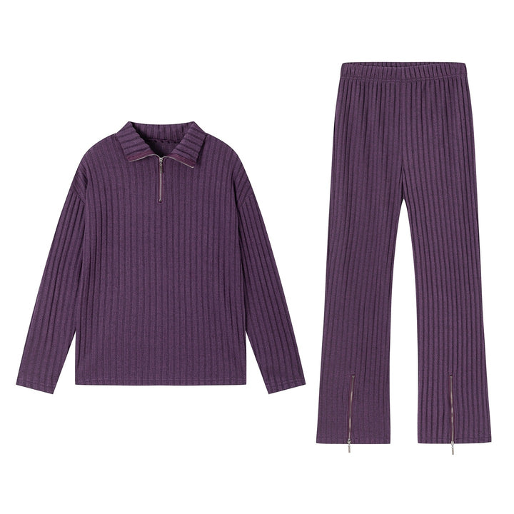 Women's sporty leisure set with a modern ribbed design and a high-quality collar Lune London