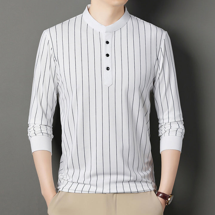 Men's polo shirt with an elegant striped pattern and a high-quality button placket Lune London