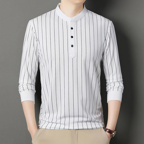 Men's polo shirt with an elegant striped pattern and a high-quality button placket Lune London
