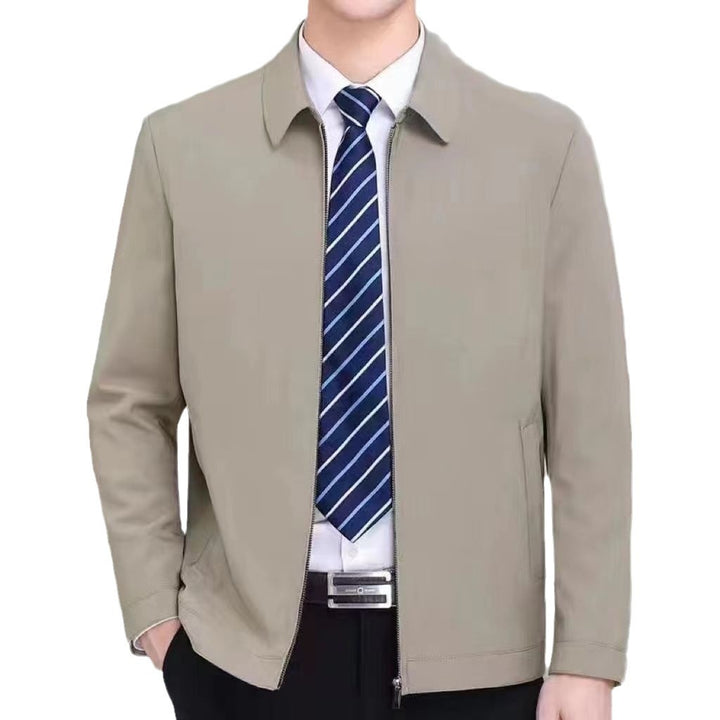 Casual men's transition jacket with high collar and practical zipper Lune London