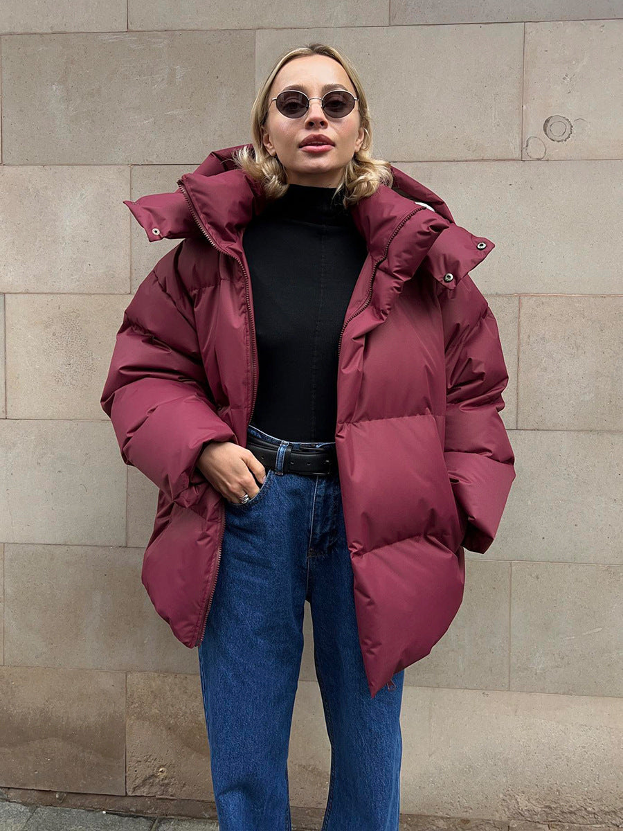 Sporty winter jacket for women with high collar and oversized fit Lune London