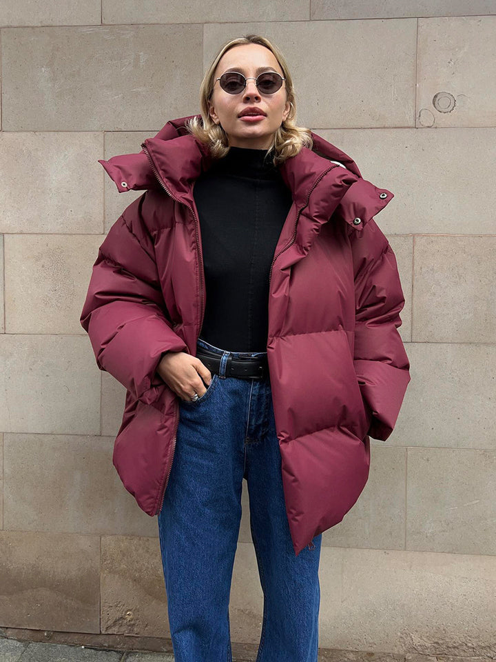 Sporty winter jacket for women with high collar and oversized fit Lune London