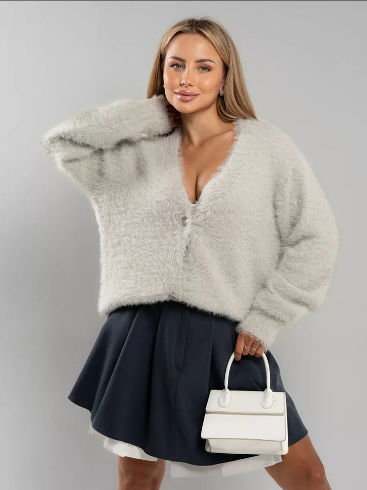Cardigan confortable pour femmes en mélange de mohair avec fermeture à boutons Chic & Stil
