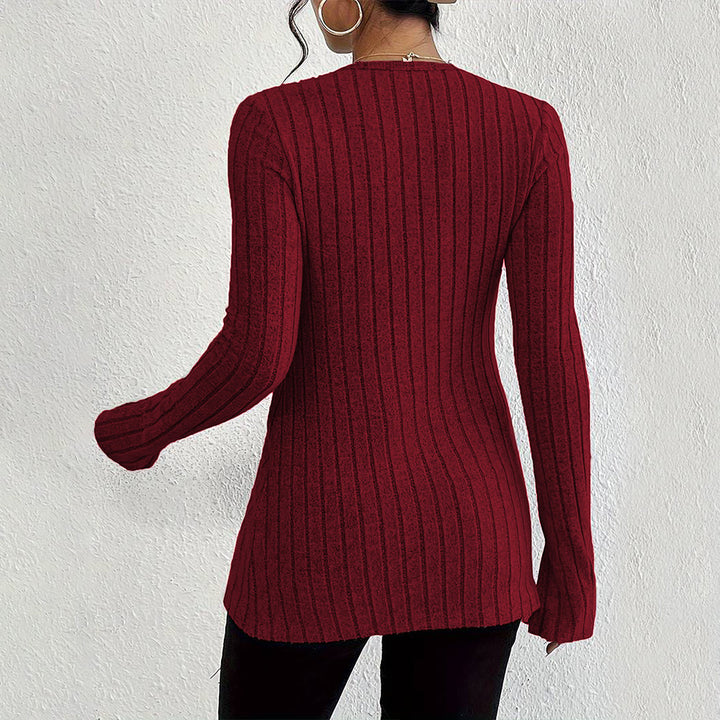 Cardigan pour femme à manches longues avec texture à côtes fines et détails de boutons élégants Chic & Stil