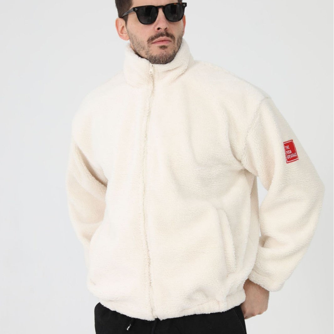 Men's Fleece Jacket with Stand-Up Collar and Practical Pockets Chic Und Stil