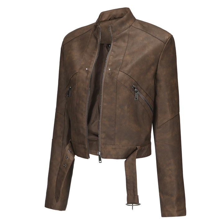 Modern cropped leather jacket for women with stylish detail Lune London