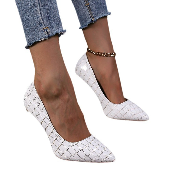 Elegant Ladies High Heel Pumps with Shiny Crocodile Design and Chic Statement Heel