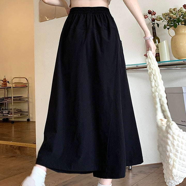 Women's Wide Cut Summer Skirt with High Waist and Practical Pockets Chic & Stil
