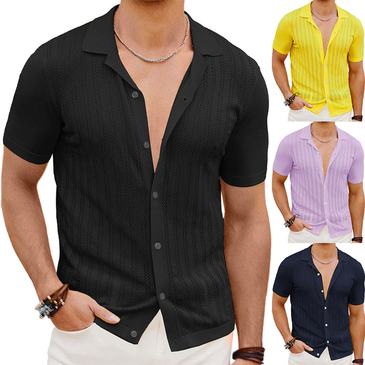 Short Sleeve Knit Shirt for Men with Textured Design Lune London