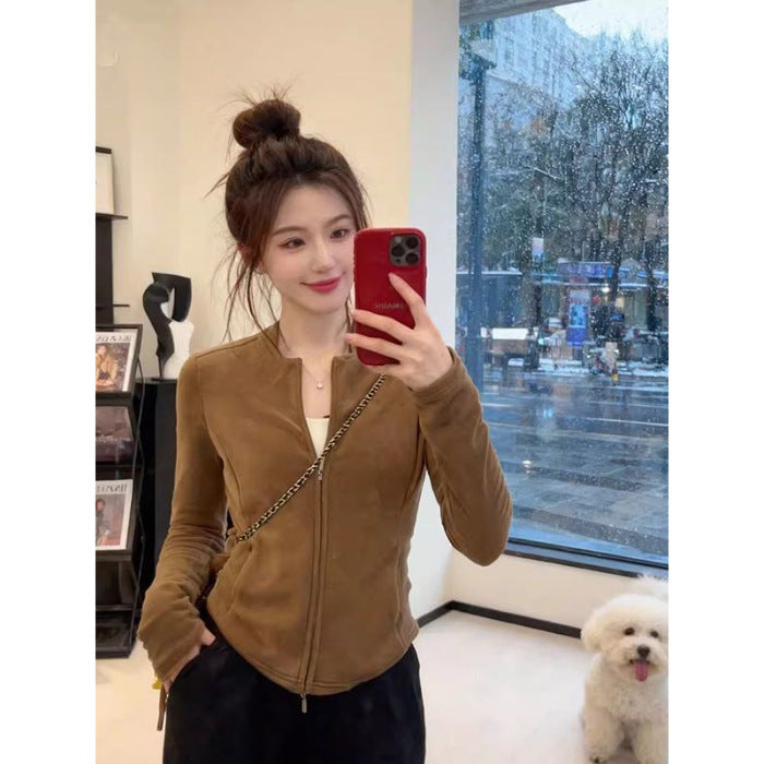 Women's fashionable fleece jacket with sporty zipper Chic & Stil