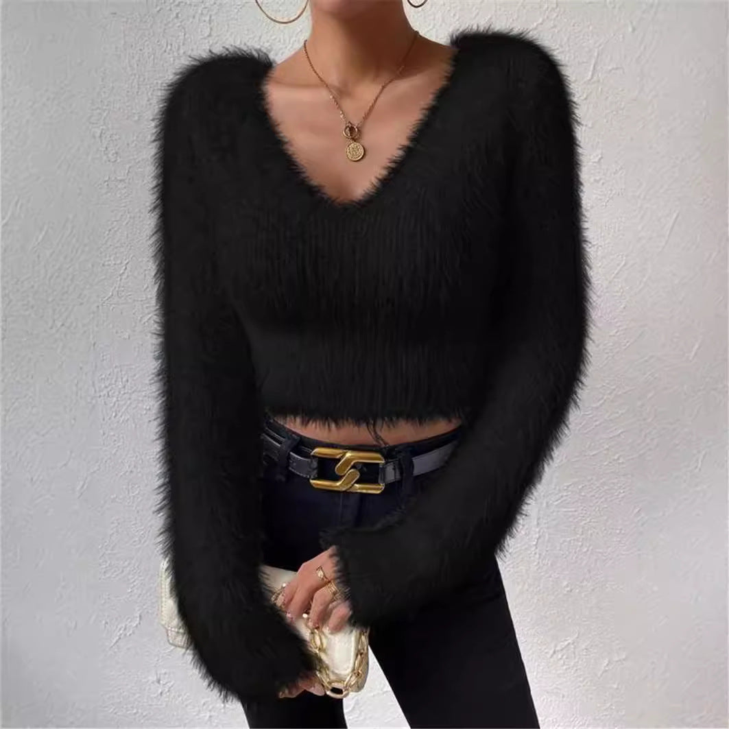 Ladies soft and stylish sweater with a plunging V-neckline and long sleeves Lune London