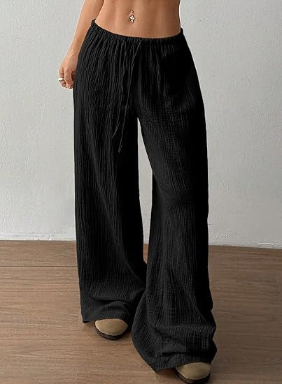 Pantalon d'été large et aéré pour femmes avec cordon de serrage Chic & Stil