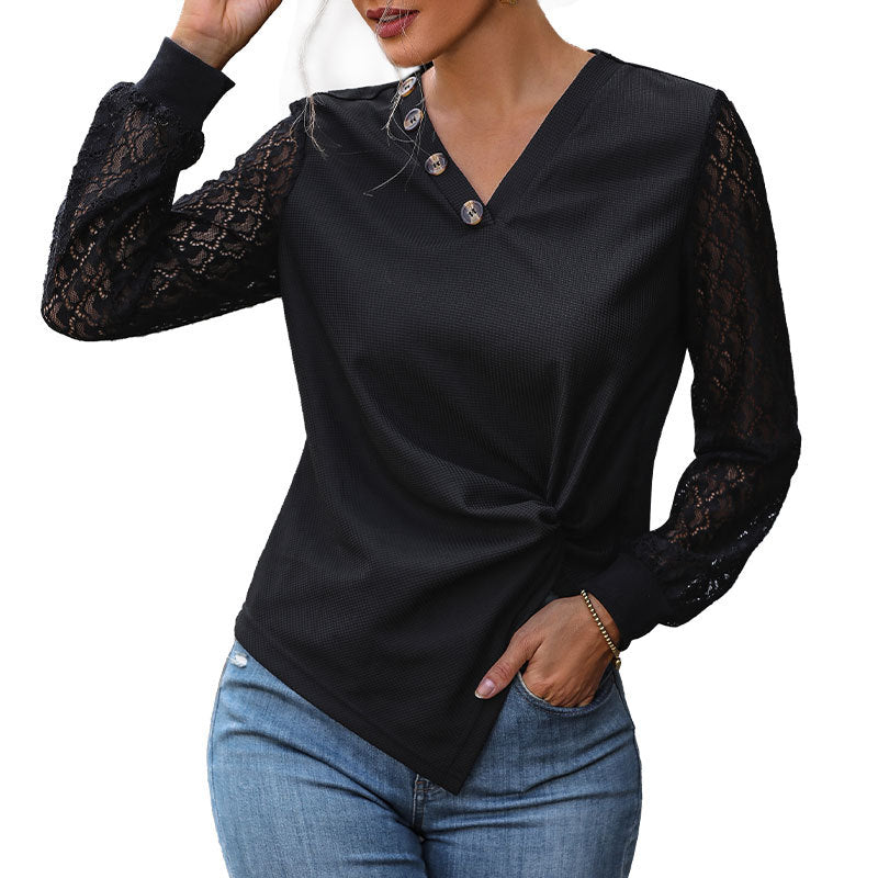 Top femme avec détails en dentelle et boutons Chic & Stil
