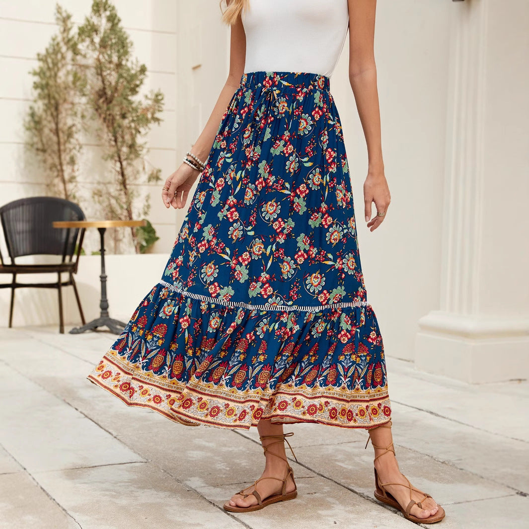 Women Bohemian Chic Floral Maxi Skirt and Style