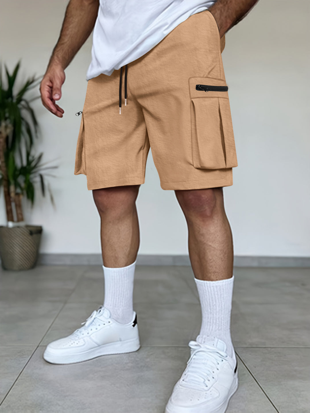 Shorts cargo utilitaires pour hommes avec poches à fermeture éclair Lune London