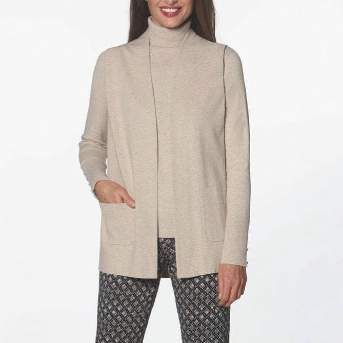 Trendy knit jacket for women with rolled collar and pockets Lune London