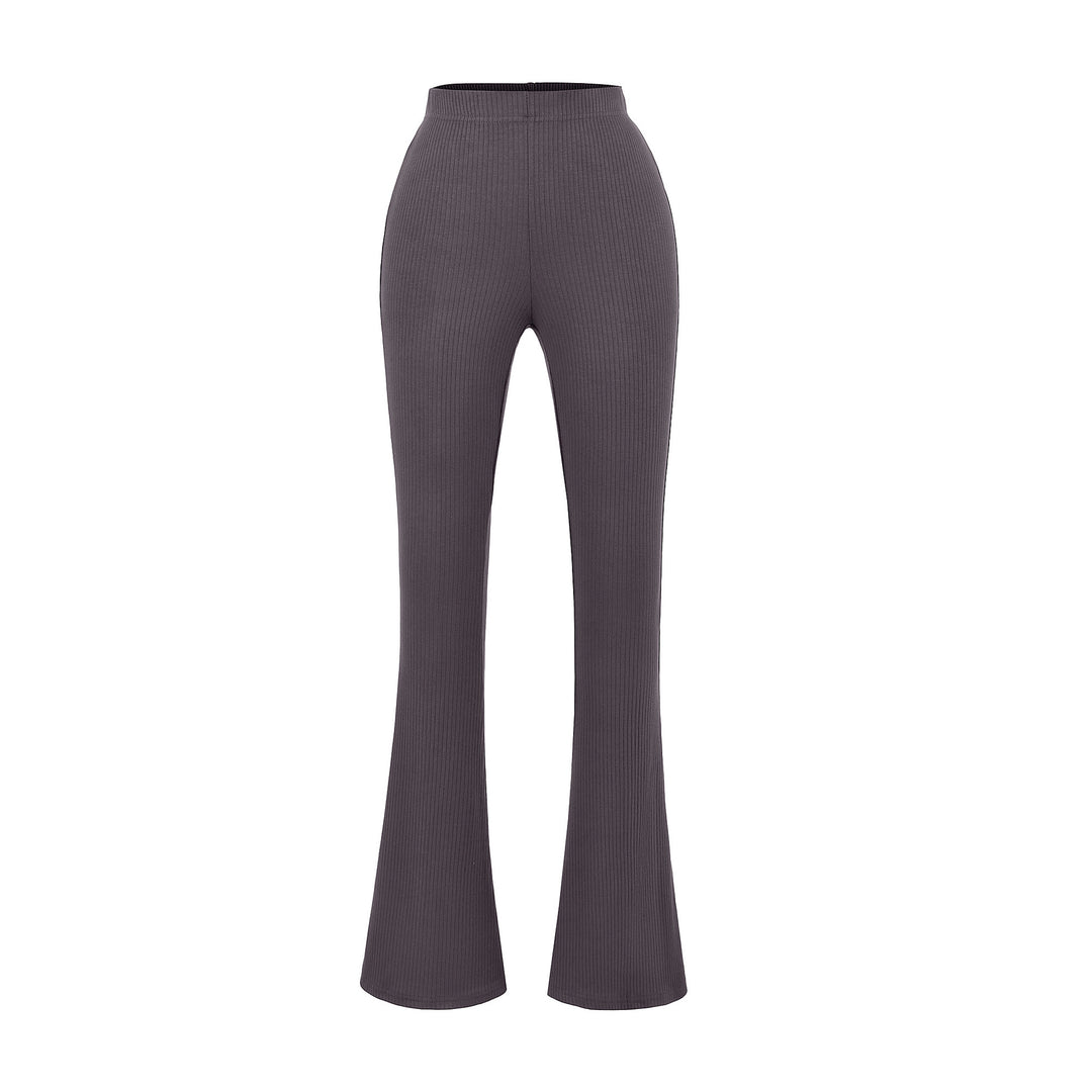Elegant flared pants for women with a high waist and fine rib design Lune London