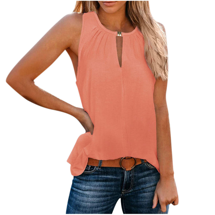 Elegant sleeveless dress for women with decorative neckline and pleats Lune London