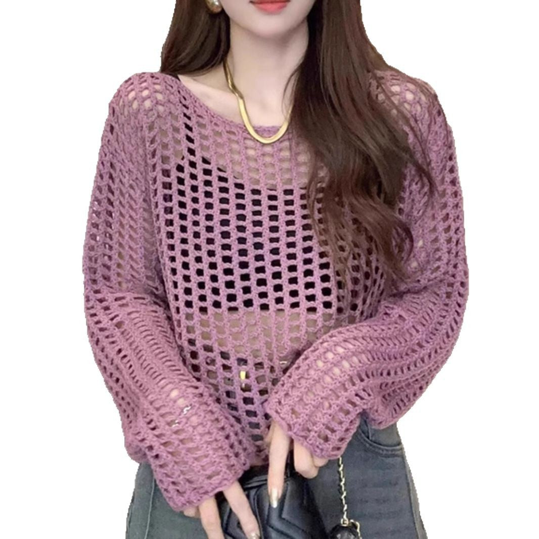 Lightweight knitted sweater for women with Lune London mesh design
