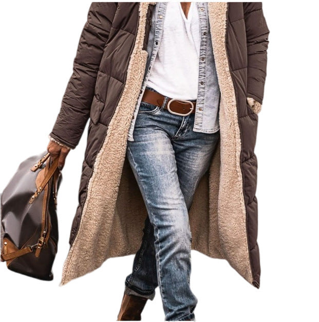 Ladies Long winter down jacket with luxurious inner lining Lune London