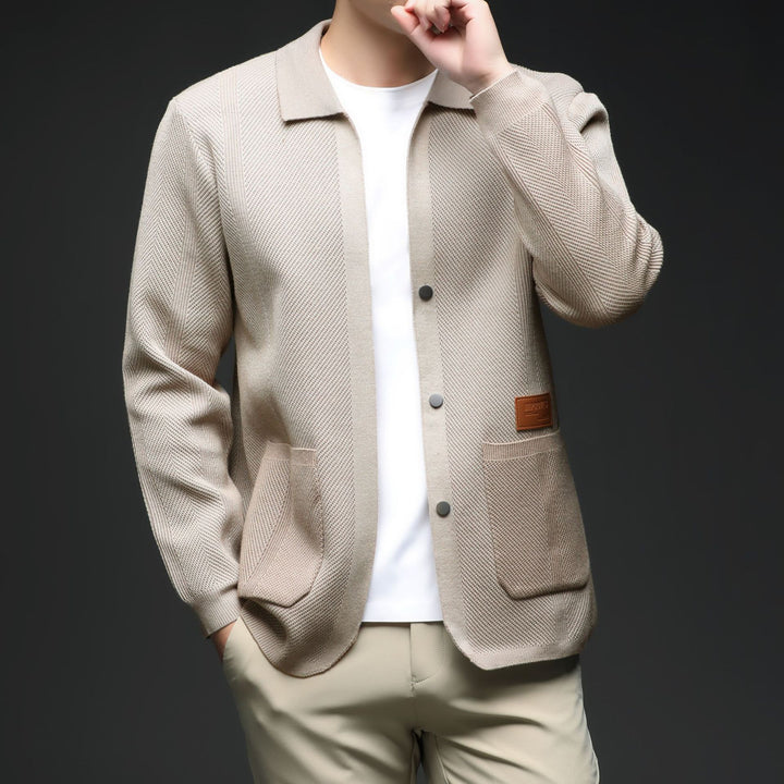 Knitted jacket for men with a casual fit and classic collar Lune London