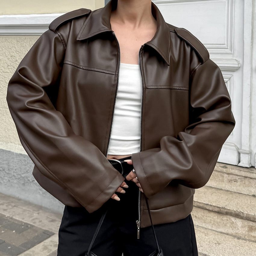 Women’s faux leather jacket with a slim fit and modern details Lune London