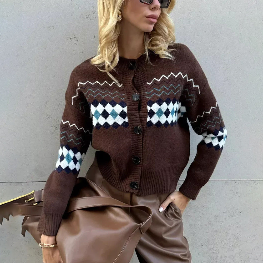 Cardigan pour femmes avec motif de diamant coloré Chic & Stil
