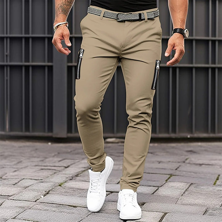 Trendy Slim-Fit Pants for Men with Zippered Pockets Lune London