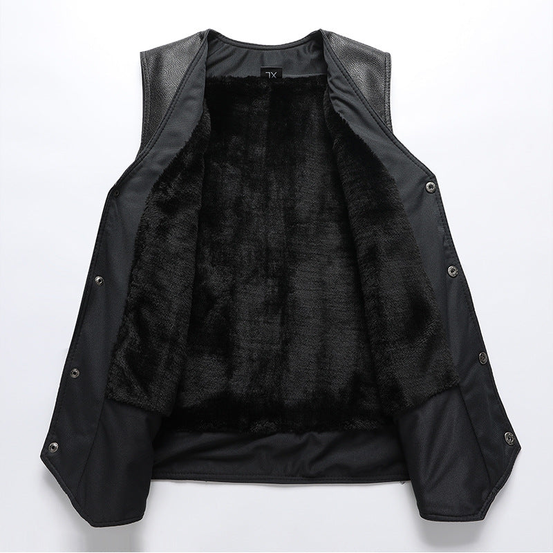 Ladies Elegant Leather Vest with Chic Pockets and Style