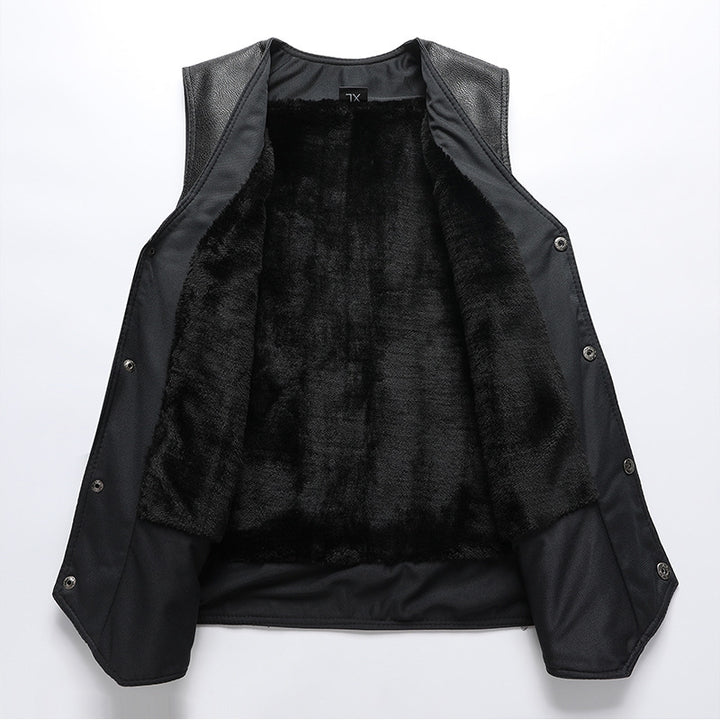 Ladies Elegant Leather Vest with Chic Pockets and Style