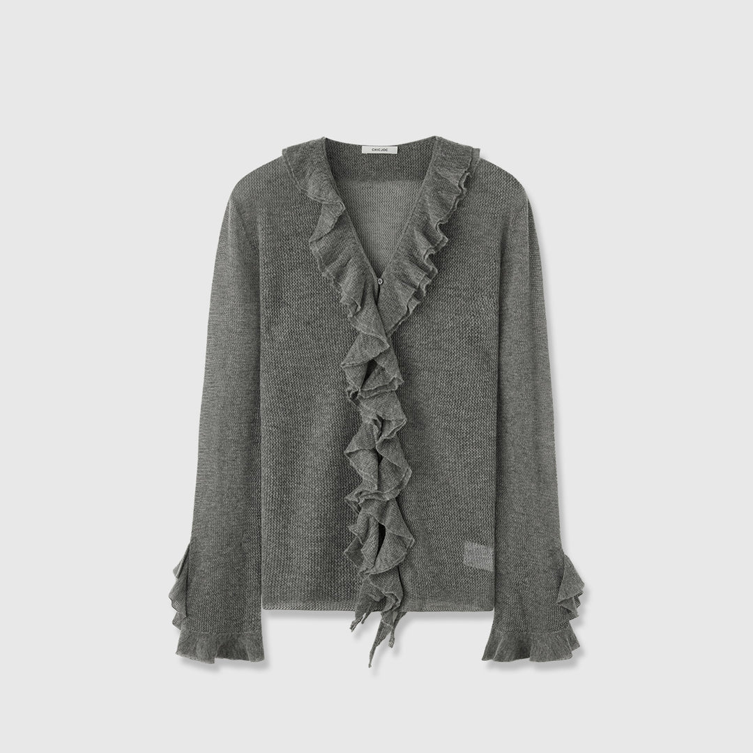 Pull tricoté pour femmes avec décoration en volants Chic & Stil