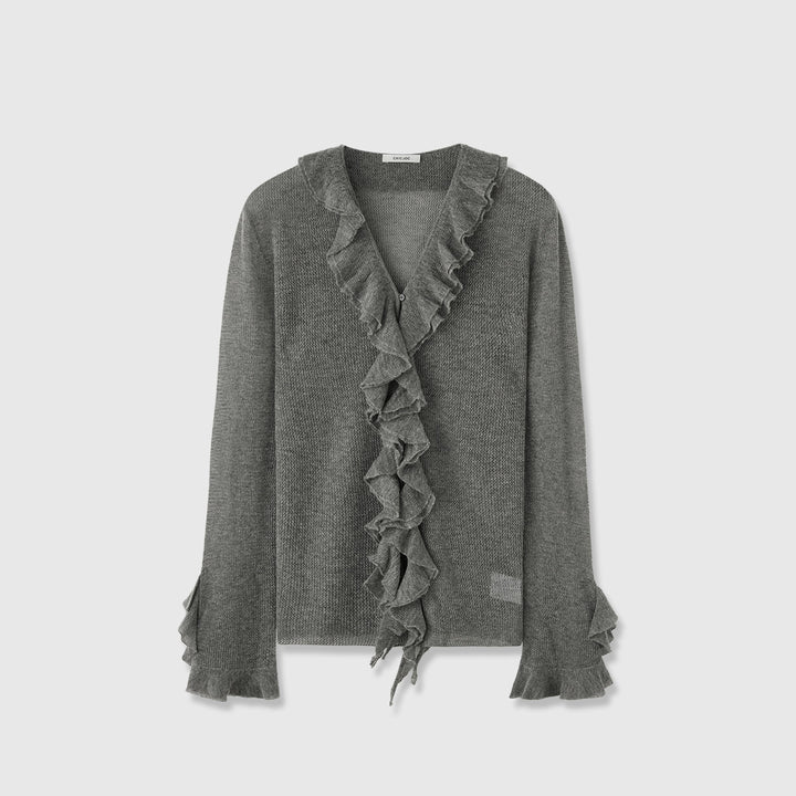 Pull tricoté pour femmes avec décoration en volants Chic & Stil