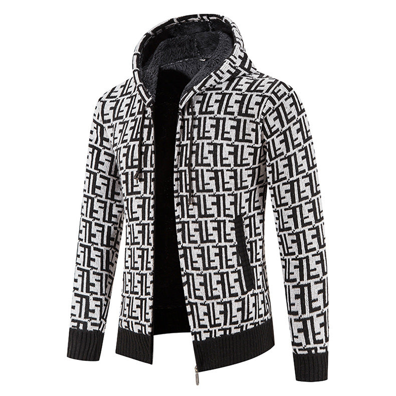 Modern knitted jacket for men with high collar Lune London