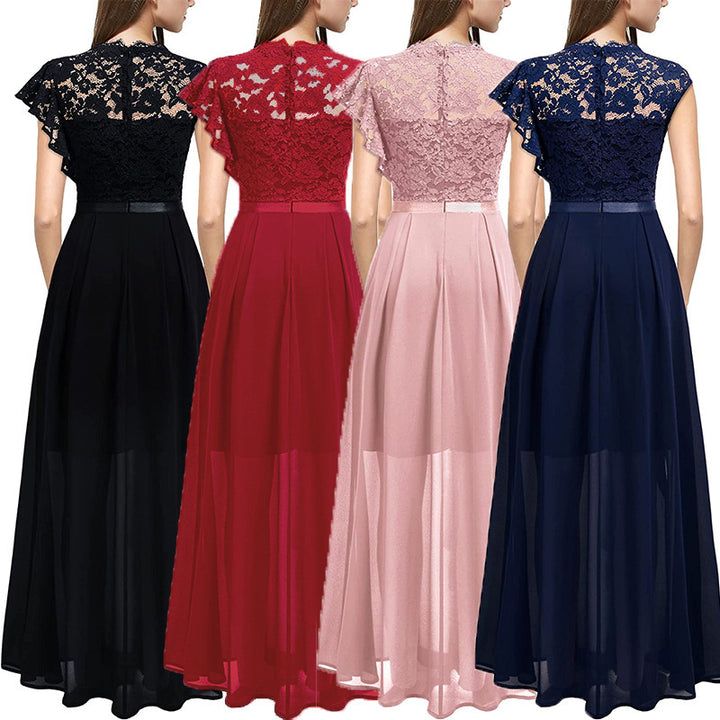 Ladies Elegant Evening Dress in Lace and Chiffon Lune London