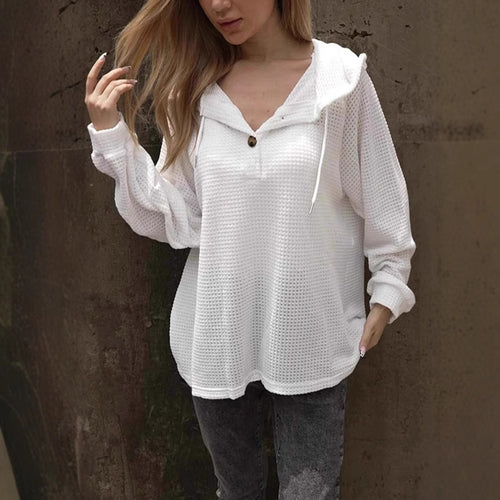 Casual hoodie for women with textured design and button details Lune London