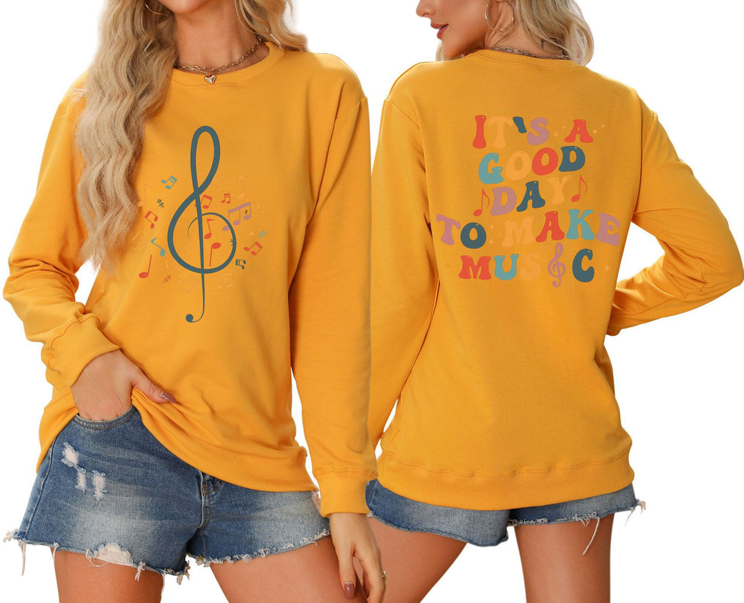 Sweatshirt pour femmes avec motif musical et lettrage créatif Chic & Stil