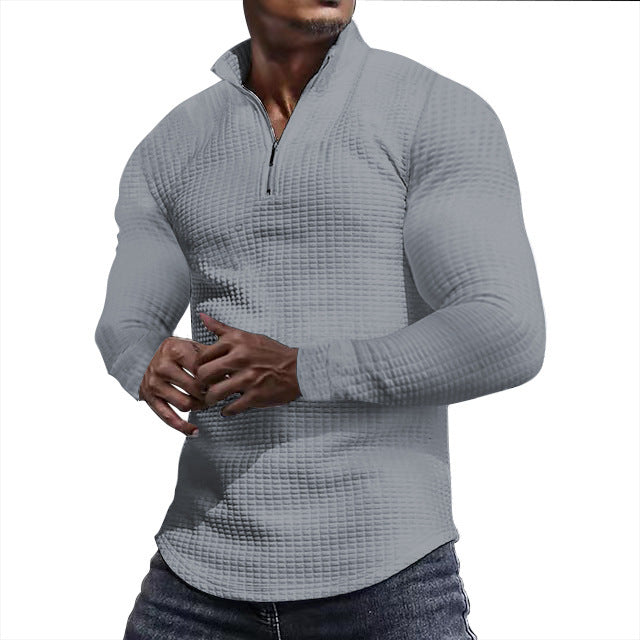 Functional T-shirt for men with high collar and textured design Lune London
