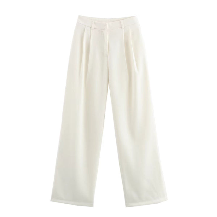 Wide palazzo pants for women with an elegant pleat treatment at the waist Lune London