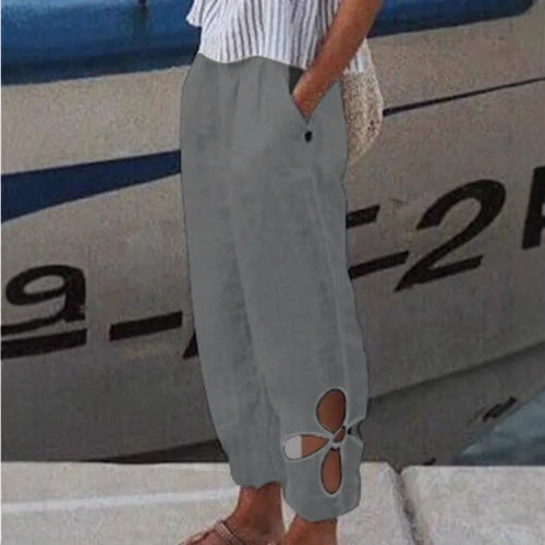 Pantalons Palazzo pour femmes avec découpes florales et poches latérales pratiques Chic & Stil