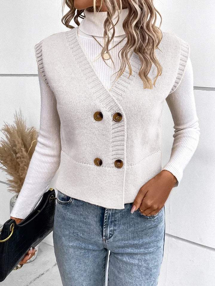 Knitted cardigan for women with double row of buttons Lune London