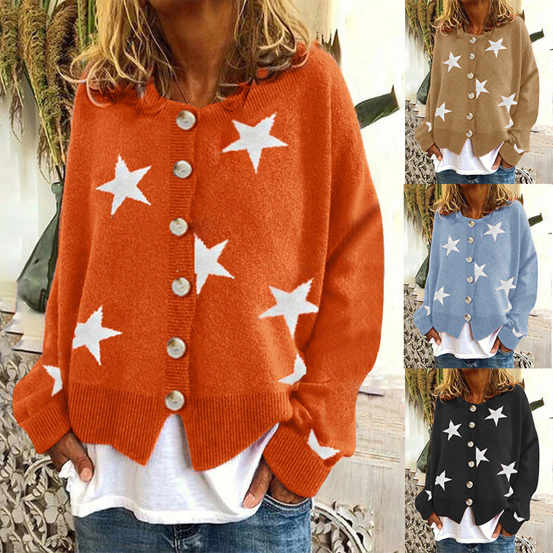 Knitted jacket for women with star pattern Lune London