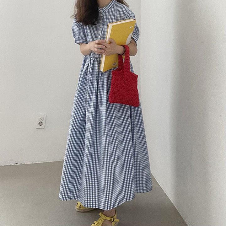 Women’s Casual Checkered Dress with Fitted Cut and Flattering A-Line Skirt Lune London