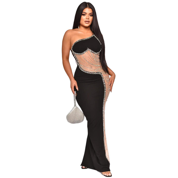 One-shoulder sequin evening dress for women Lune London