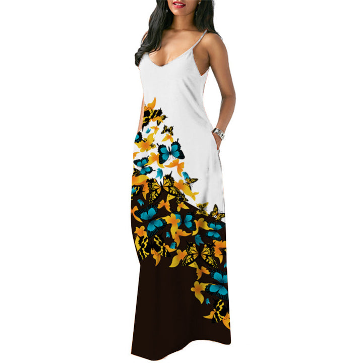 Robe maxi femme avec accents floraux et poches latérales sophistiquées Chic & Stil