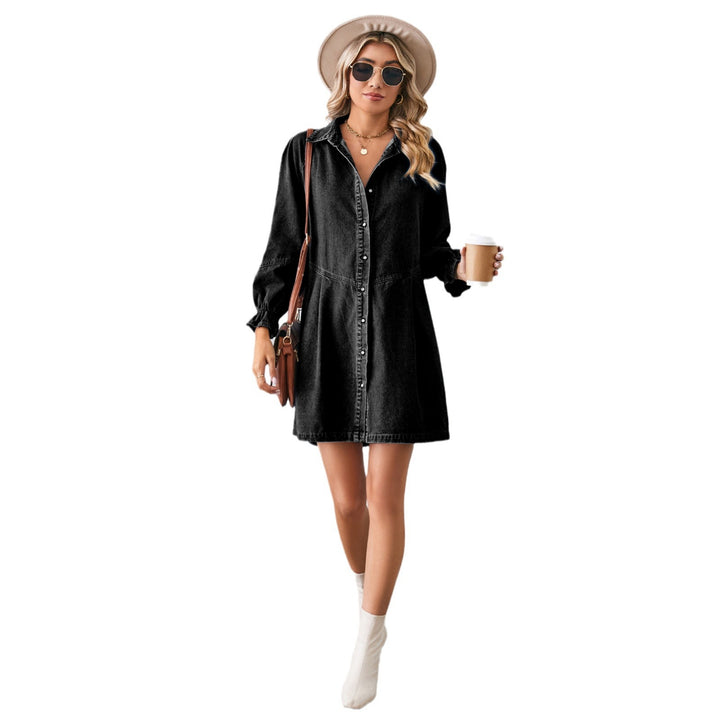 Denim shirt dress for women with voluminous sleeves and a fitted cut Lune London