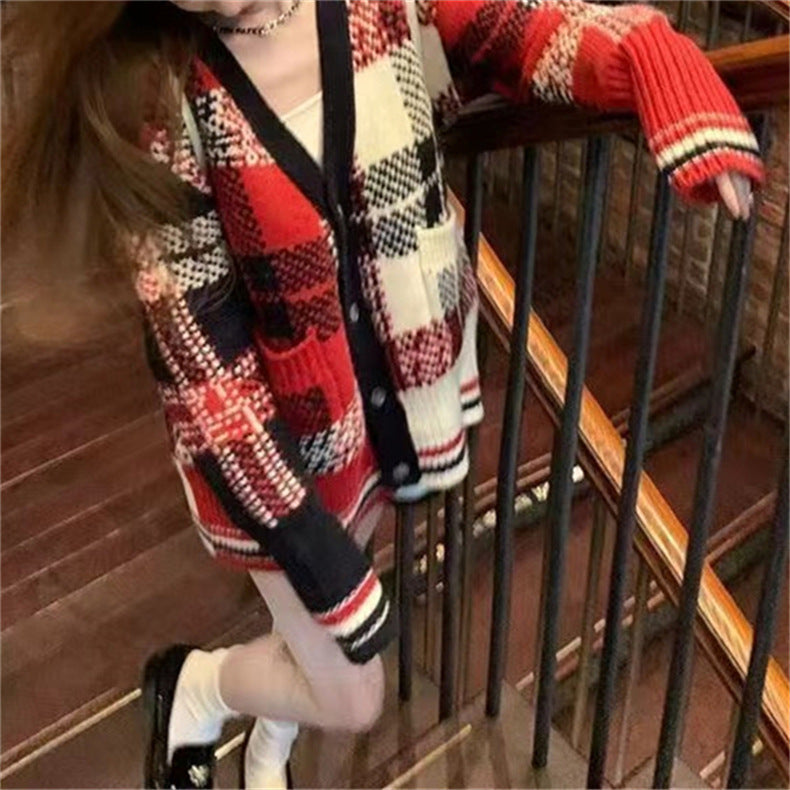 Ladies striped knit cardigan Lune London