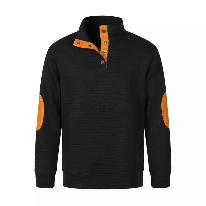 Men's Comfortable Sweatshirt with Button Placket and Contrasting Elements Lune London